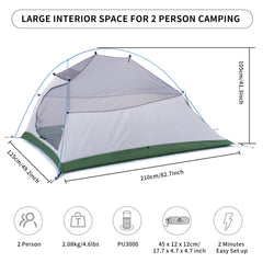 Naturehike Cloud-Up interior spacious enough for two to sleep comfortably.