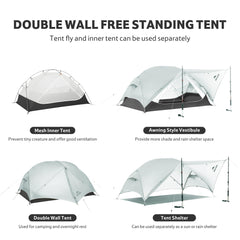 Naturehike Mongar UL dual doors improve airflow and easy entry