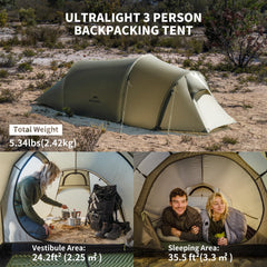 Naturehike Opalus UL vestibule storage area for gear and backpacks.
