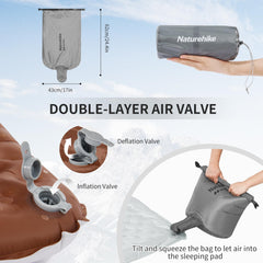 Naturehike punching-point support provides even weight distribution for comfortable rest.