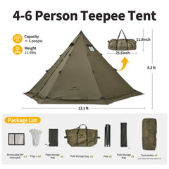 Naturehike Ranch Fire Teepee tent side doors improve access and ventilation in all seasons.