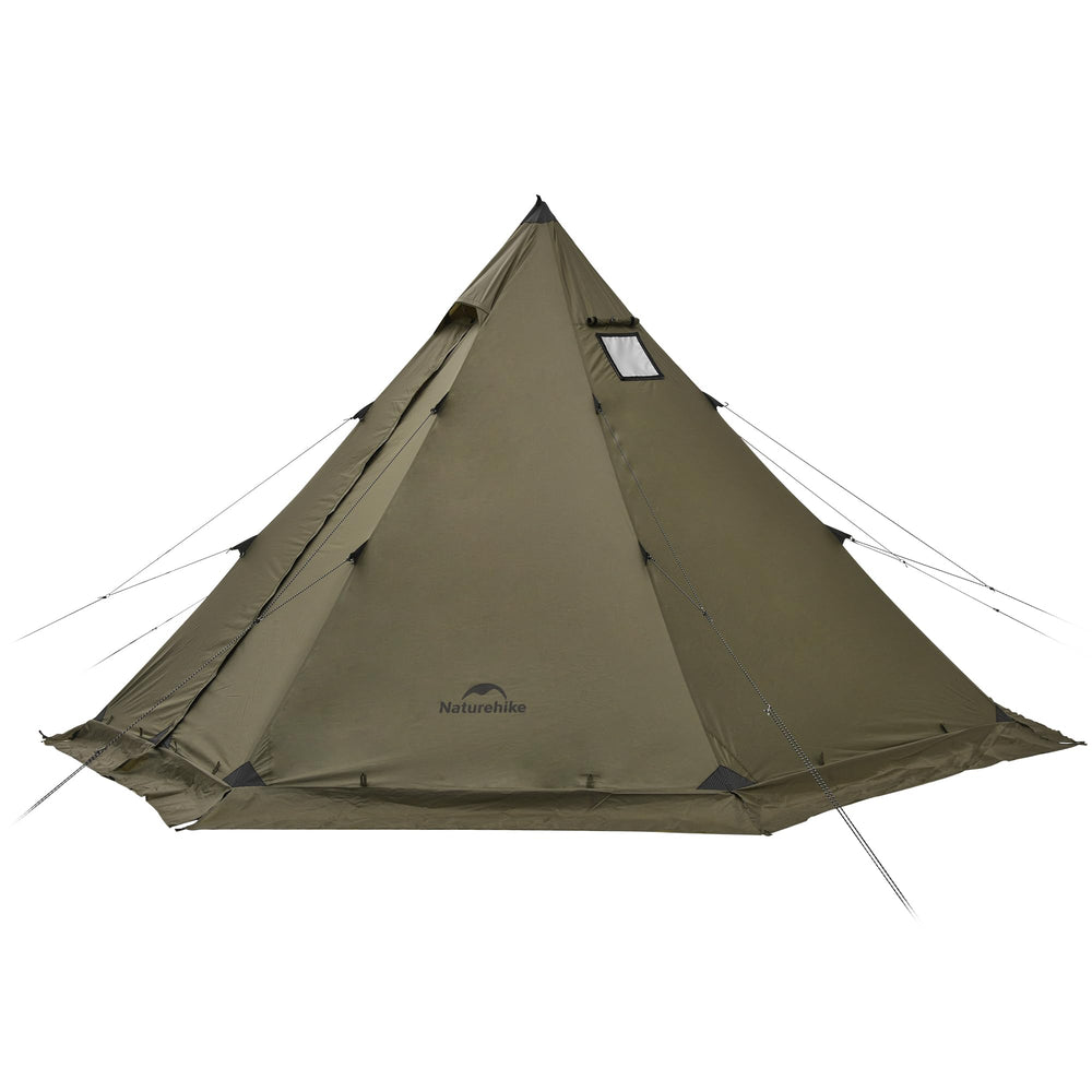 Naturehike Ranch Fire Teepee tent with stove jack enables safe outdoor cooking in cold weather.