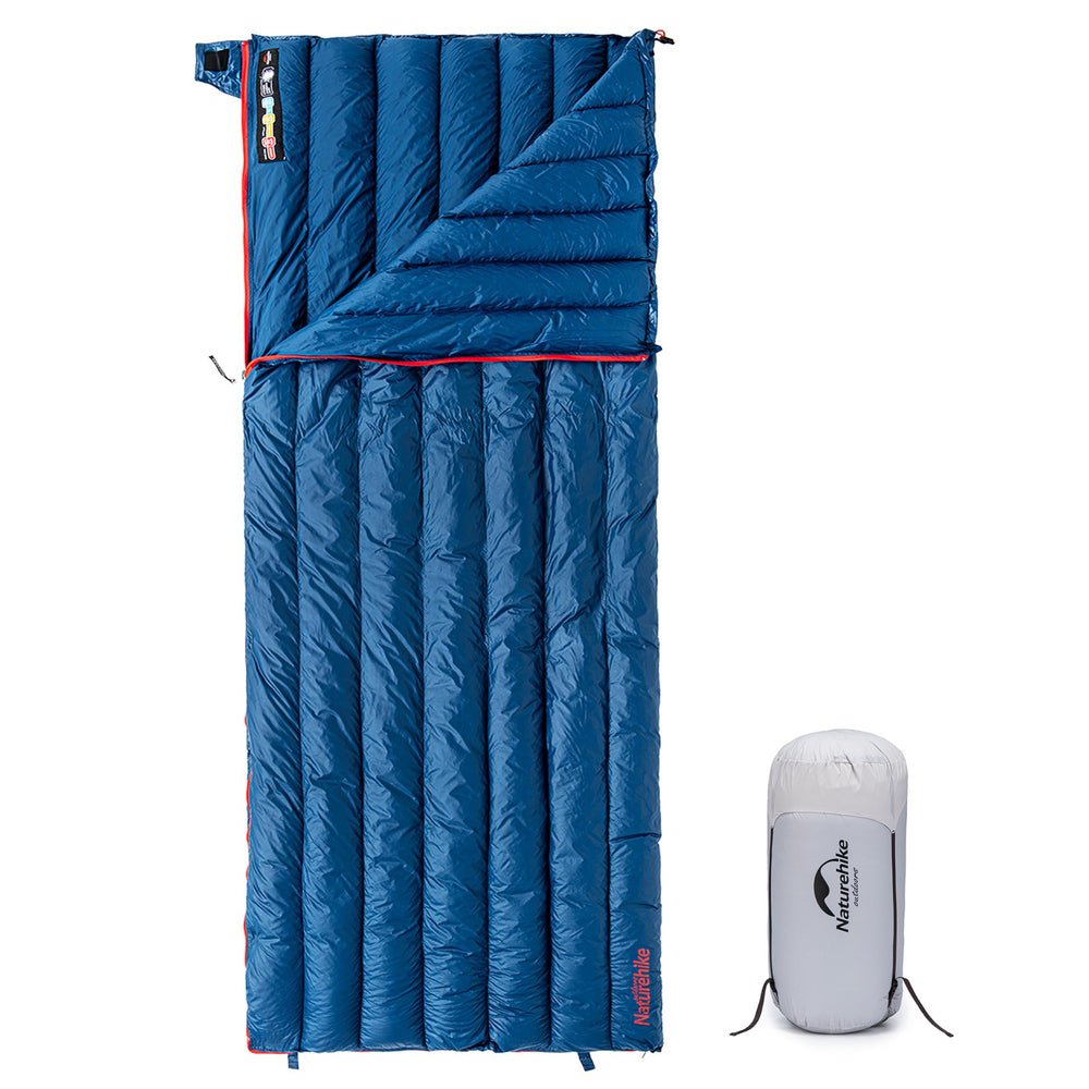 Naturehike ultralight sleeping bag folded in its sack for convenient carry.