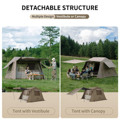 Naturehike Village camping tent vestibule offers extra storage and gear organization outdoors.