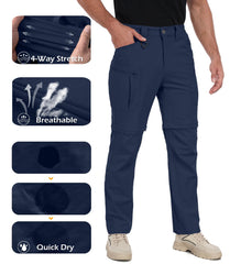 NAVEKULL men's convertible pants rear pocket for secure valuables.