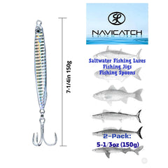 Navicatch silver two-pack angled-view, efficient for boat jigging in deep water.