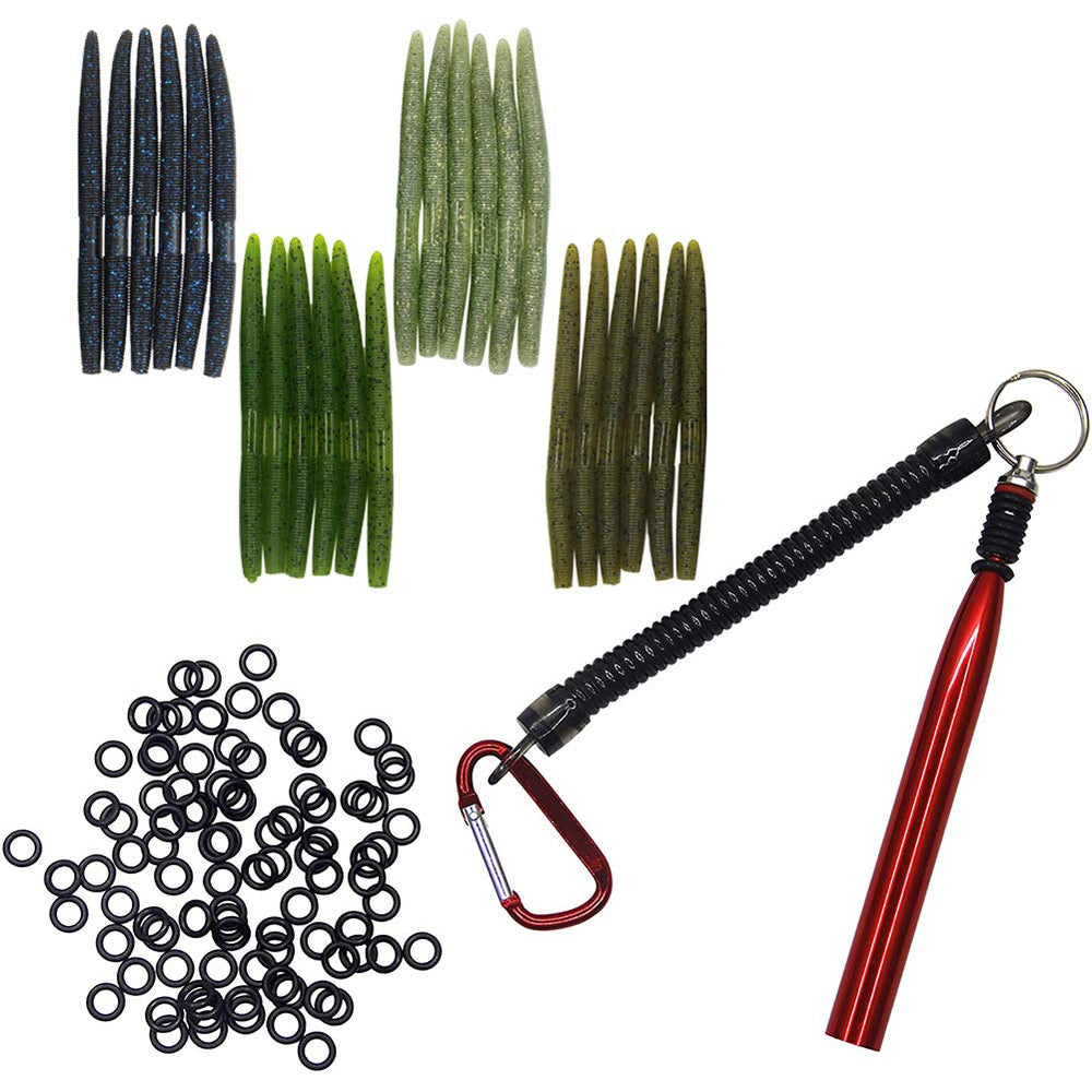 Nawaish Senko bait in green pumpkin with black flake for bass fishing