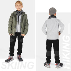 nayjury kids snow pants elastic-waist closeup: comfortable adjustable fit during active play