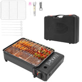 NAZEAOB portable gas grill stove shown on a sturdy table for outdoor meals.
