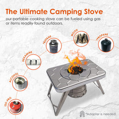 NCamp K2G basic wood and charcoal fuels for versatile outdoor cooking.