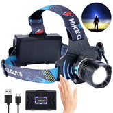 Ndeplis LED headlamp front-illumination beam for night runs and camping safety.