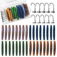 Ned Rig soft plastics bass fishing kit with lure sticks and jig heads