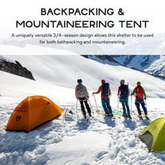 Nemo Kunai tub-floor construction keeps interior dry on damp ground.