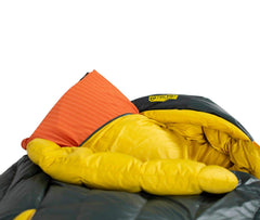 NEMO Riff Blanket Fold draft collar provides tucked-in comfort in camp