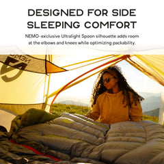 NEMO Riff Endless Promise sleeping bag features Blanket Fold draft collar for balanced warmth