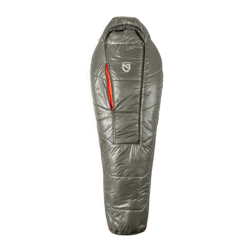 NEMO Soul front view sleeping bag in Smokey Olive for compact backpacking comfort.