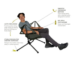 Nemo Stargaze chair Scarab/Smoke in use with stable low center of gravity.