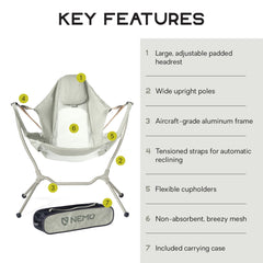 Nemo Stargaze chair with side pouches for convenient essentials during outdoor use.