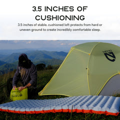 Nemo Tensor 3.5-inch loft close-up conveying cushioned comfort for chilly nights.