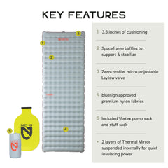 NEMO Tensor closeup of thermal mirror film shows insulation efficiency for cold nights.