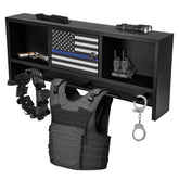 Neoaider police gear rack wall-mounted front view demonstrates space-saving gear organization.