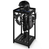 Neoaider police gear stand full setup shows sturdy frame and seven hooks for organized gear after shift