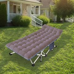 NESDCC camping cot with mattress detail, showcasing soft pad for added comfort.