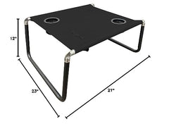 Neso Beach Table cup holder-use shows convenient drinks within reach.