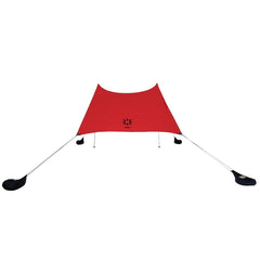 Neso Lehua Red beach tent setup provides quick shade for family.