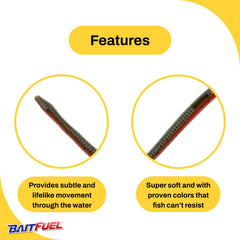 NetBait BaitFuel T-Mac Worm lifelike tail detail ideal for casting.