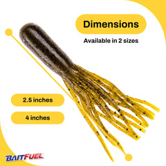 NetBait BaitFuel Tubes display tapered body and enlarged tail resembling prey.