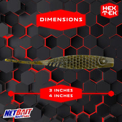 NetBait HexTek Eko Shad 3in beaver-tail action ideal for slow retrieves