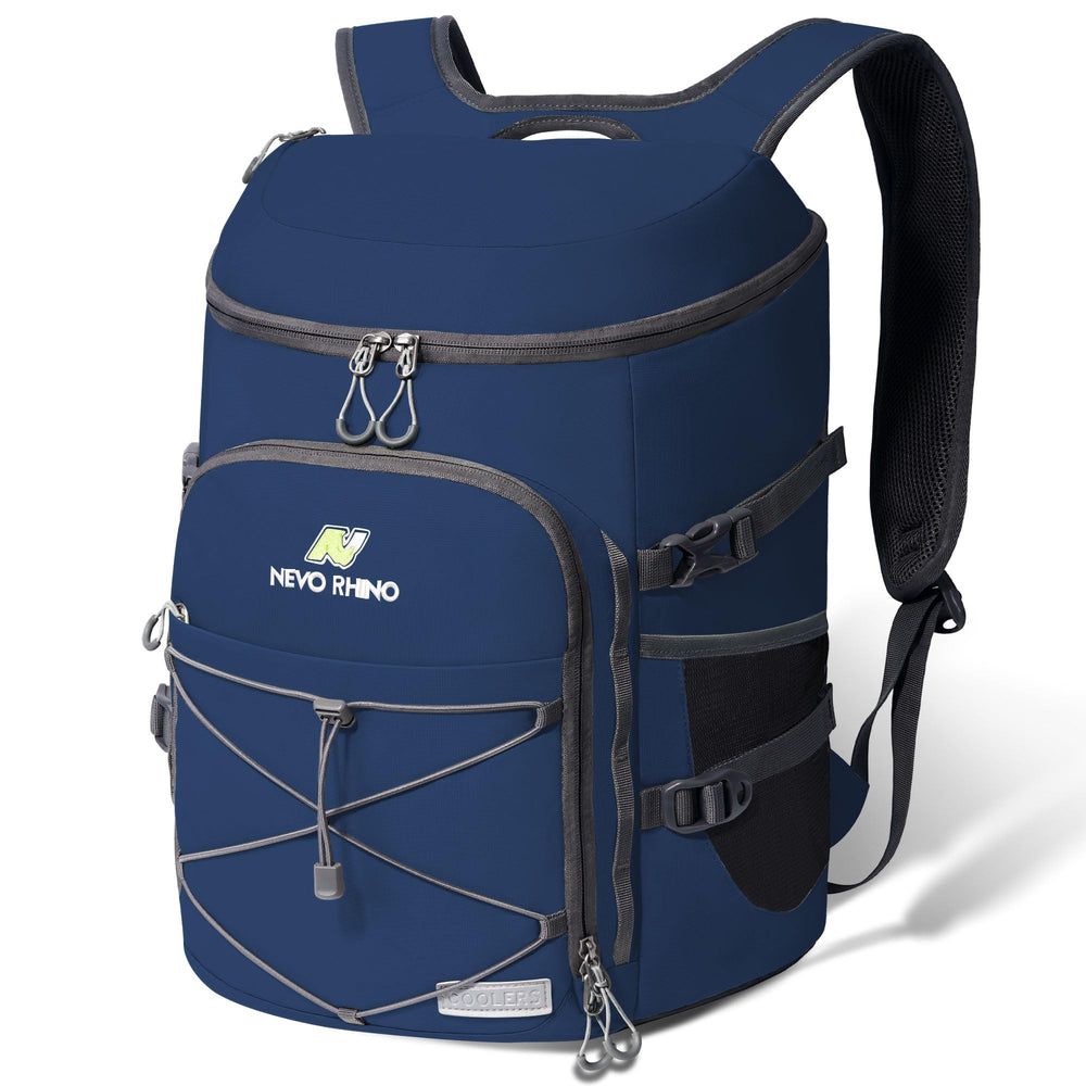 Nevo Rhino backpack cooler front view shows compact silhouette with ample capacity.