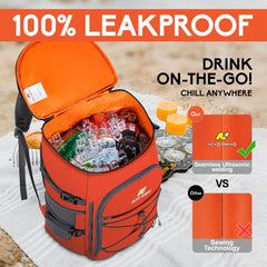 NEVO RHINO cooler interior shows 5-layer insulation and leak-proof liner.