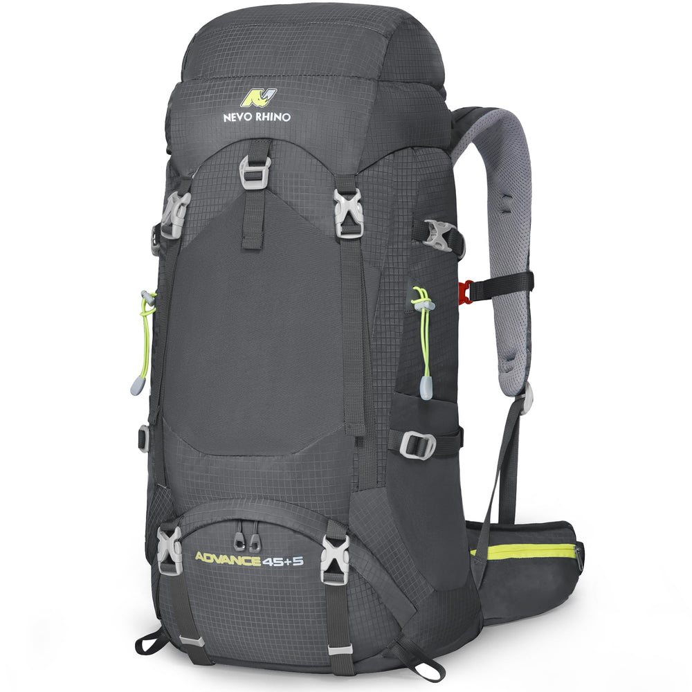 N NEVO RHINO backpack front view shows spacious main compartment for extended trips.