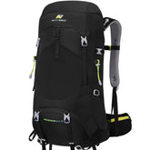 N NEVO RHINO internal-frame backpack top view with rain cover for weather protection.