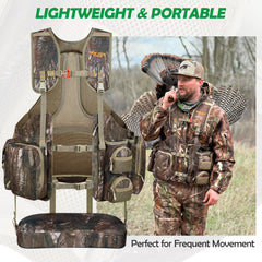 NEW VIEW turkey vest water bladder pocket keeps hydration handy during hunts.