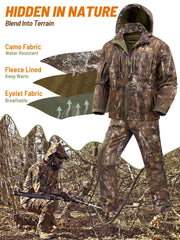 NEW VIEW warm fleece jacket front view shows cozy warmth for cold hunts
