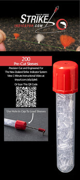 New Zealand Strike Indicator Tubing with pre-cut sleeves and vial – close up