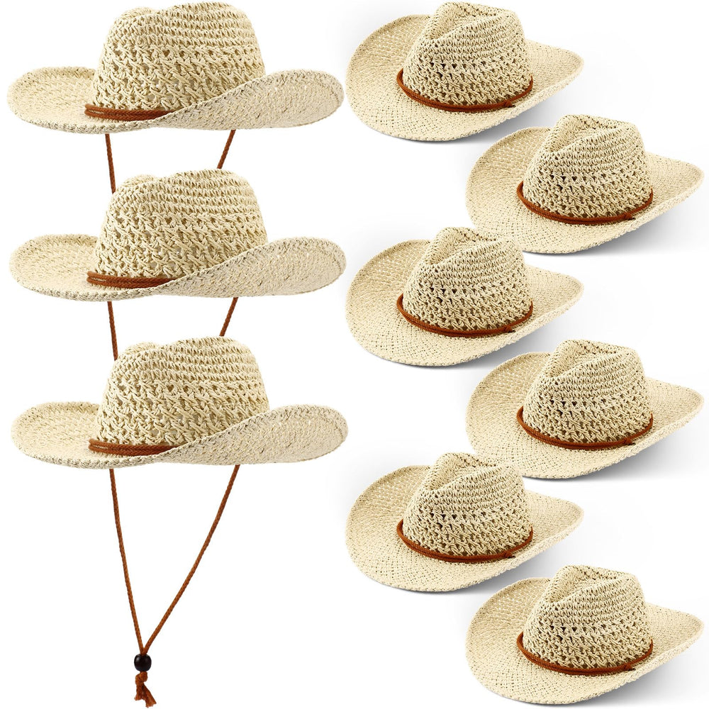 Beige straw cowboy hat front view