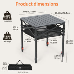Nice C adjustable-height table with two heights for comfortable seating.