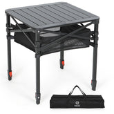 Nice C aluminum square table top view showing a compact, spacious outdoor surface.