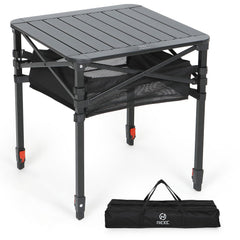 Nice C aluminum square table top view showing a compact, spacious outdoor surface.