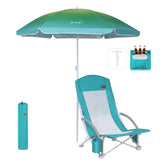 Nice C Beach Chair with umbrella offers shade and ergonomic support for sunny days.