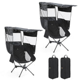 Nice C camping chair with canopy provides shade at the beach.