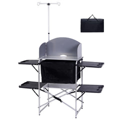 Nice C Camping Kitchen Station with light stand for stable outdoor cooking.