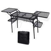 Nice C camping table assembled with side tables offers extra workspace for outdoor cooking.