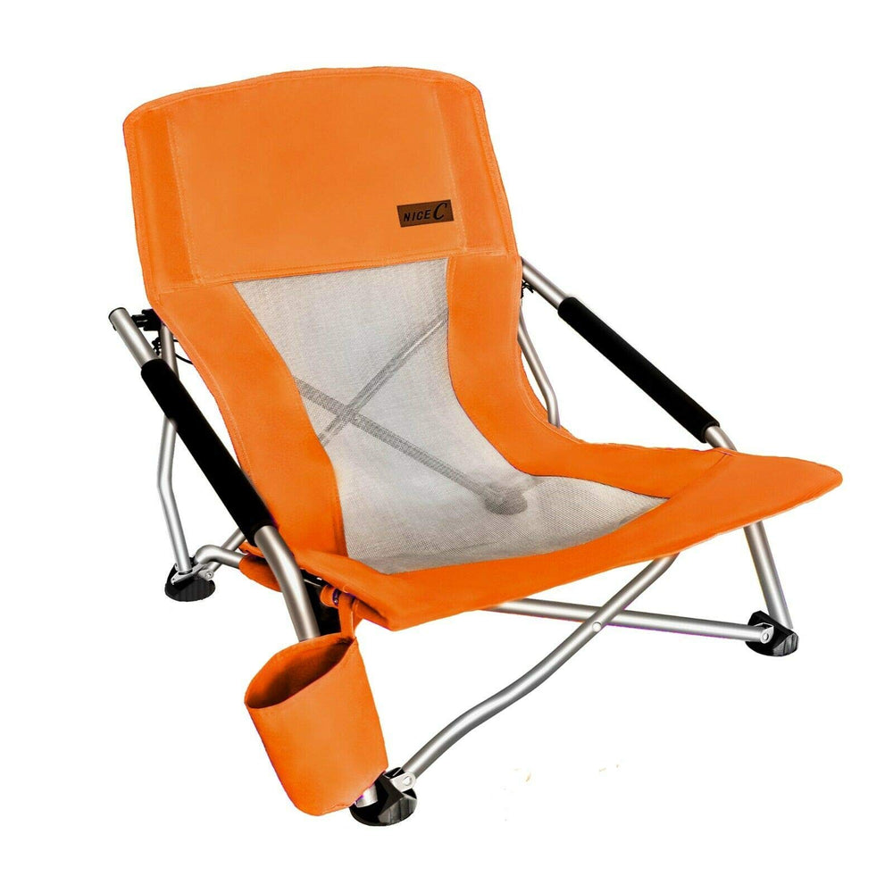 Nice C Chair Beach folding side view shows portable seating for sunny days.