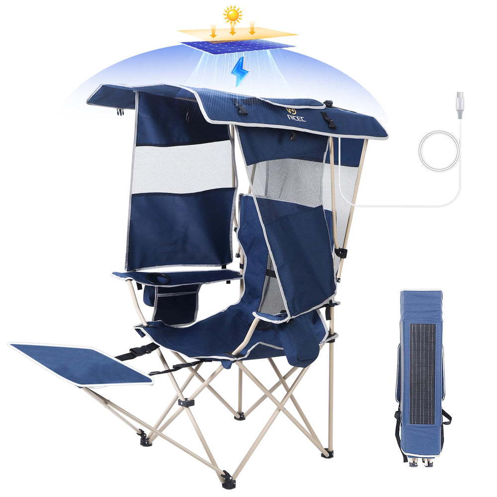 Nice C Chair with Canopy offers shade during sunny outdoor seating.