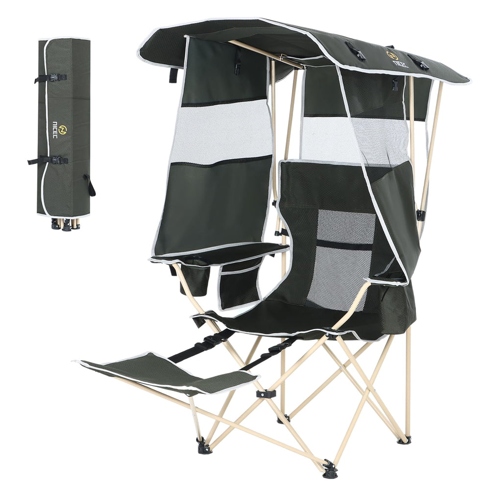 Nice C Chair with Canopy front view, shaded seating for sunny beach days.